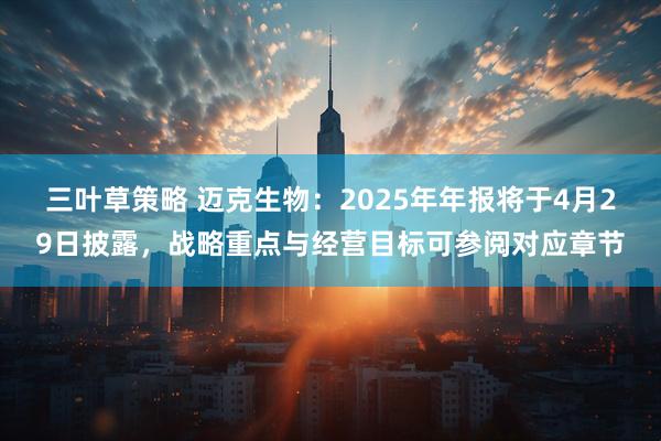 三叶草策略 迈克生物：2025年年报将于4月29日披露，战略重点与经营目标可参阅对应章节