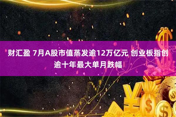 财汇盈 7月A股市值蒸发逾12万亿元 创业板指创逾十年最大单月跌幅