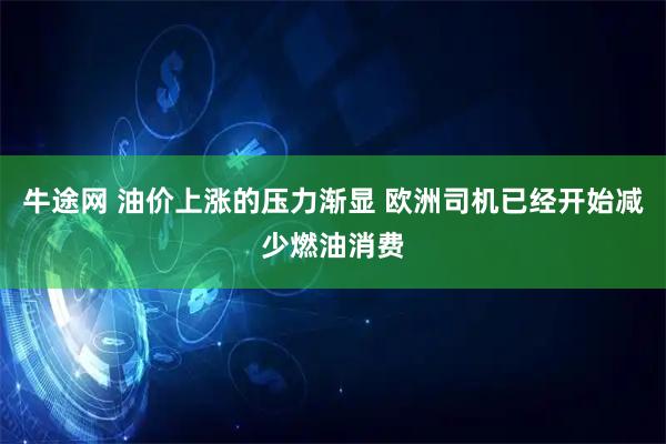 牛途网 油价上涨的压力渐显 欧洲司机已经开始减少燃油消费