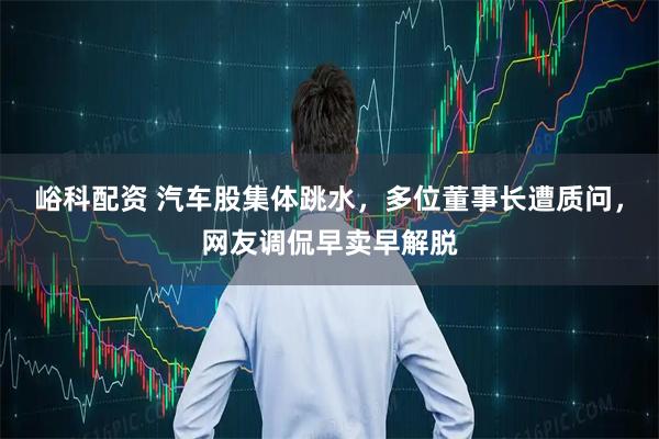 峪科配资 汽车股集体跳水，多位董事长遭质问，网友调侃早卖早解脱
